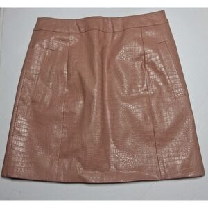 Altered State Faux Leather Croc Mini Skirt Blush Pink Y2K Clean Girl Zip Back